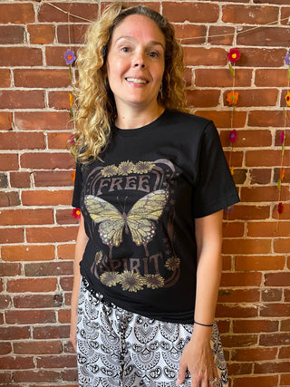 Free Spirit Butterfly TShirt - Black