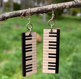 Wooden Piano Key Earrings- Made in The USA- Final Sale