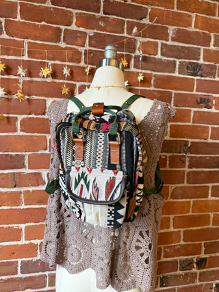 Bohemian Upcycled Patchwork Woven Mini Backpack