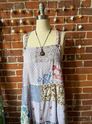 Solstice Flowy Patchwork Jumper Dress - Light Lavender