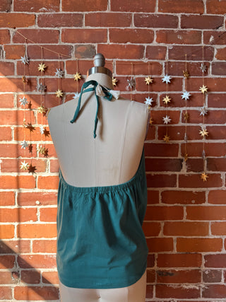 Organic Cotton Dark Turquoise Wrap Halter Tank