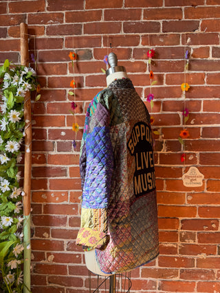 OOAK Summer Collection - Recycled Sari Quilted Support Love Music Jacket - Size L/XL