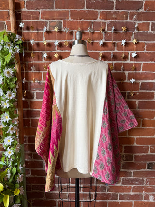 OOAK Winter Collection- Upcycled Billy Strings Highway Prayers Lyrics Kantha Poncho Top
