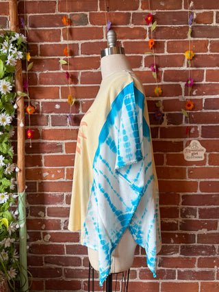 OOAK Autumn Collection- Upcycled Take It Easy Sunshine Tie Dye Poncho Tee