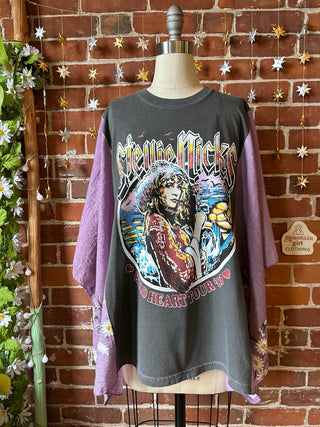 Upcycled Stevie Wild Heart Inspired Purple Daisy Embroidered Poncho