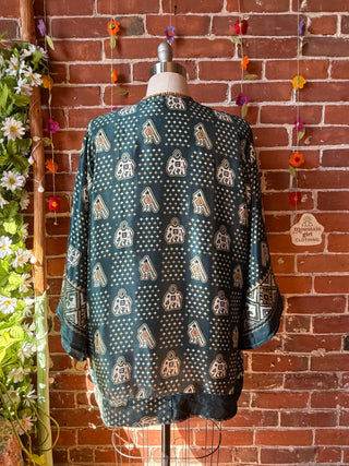 Autumn Moon Silky Flowy Kimono - Fair Trade Made - Final Sale