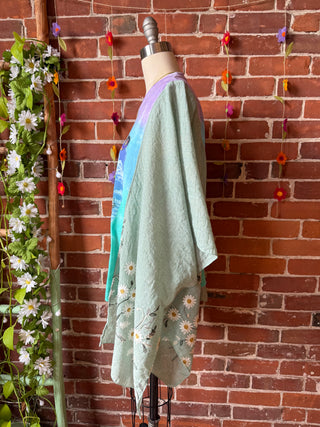 Grateful Dead Ship Of Fools Inspired Daisy Embroidered Floral Poncho