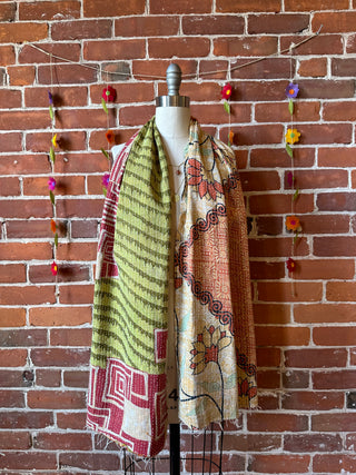 One of A Kind Upcycled Kantha Scarf