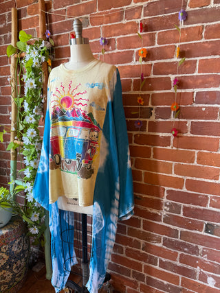 Festival Hippie Bus Inspired Batik Hybrid Tie Dye Hi Lo Top