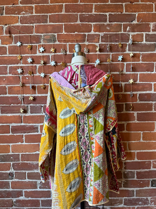 Willow Reversible Kantha Hooded Patchwork Jacket