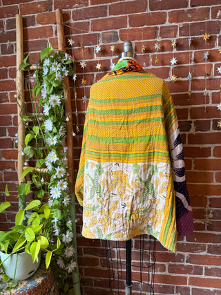 OOAK Autumn Collection - Reversible Gemini Kantha Cocoon Shawl
