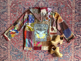 Fleetwood Mac Inspired Kantha Patchwork Hooded Jacket