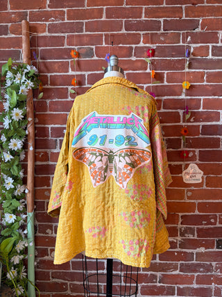 OOAK Summer Collection - Upcycled Metallica Inspired Vintage Kantha Jacket