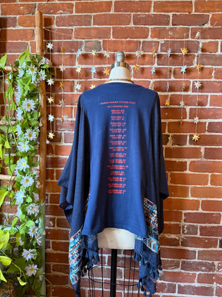 OOAK Winter Collection- Upcycled Duran Duran Tour Embroidered Navy Poncho