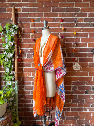 Summer Dreams 100% Silk Poncho Robe- Fair Trade Made