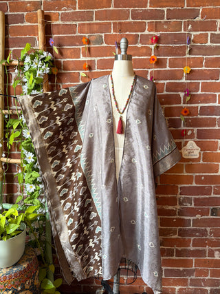 Summer Dreams 100% Silk Poncho Robe- Fair Trade Made