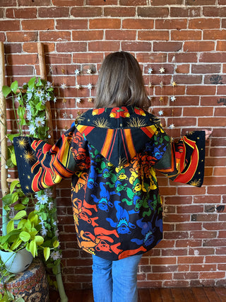 OOAK Autumn Collection - Upcycled Grateful Dead Inspired Mix Fabric Bell Sleeve Robe