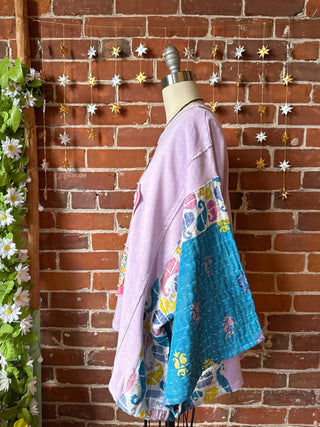 OOAK Autumn Collection - Upcycled Flower Patchwork Trapeze Style Bell Sleeve Kantha Top 🌼