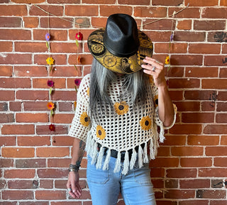 Fair Trade Black/Gold Hand Painted Artisanal Hat