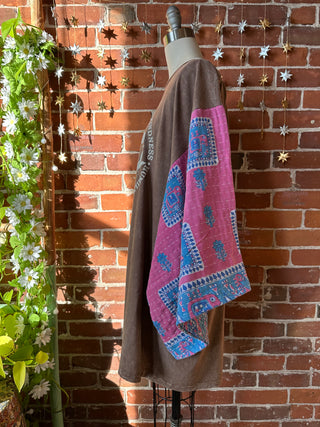 OOAK Winter Collection - Size 3XL Upcycled Gratitude Kantha Bell Sleeve T-shirt