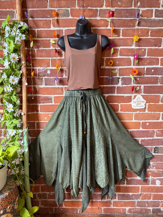 Moss Green Handkerchief Patchwork Spin Skirt - Fair Trade Made