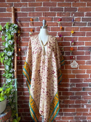 Summer Dreams 100% Silk Poncho Robe- Fair Trade Made