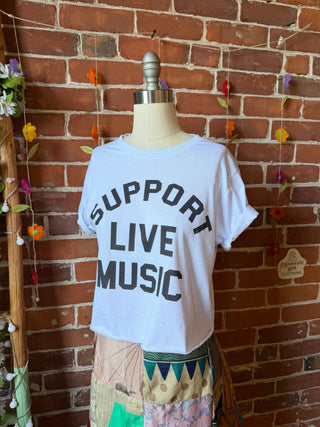 Support Live Music Cropped Tee - Available in Black or White