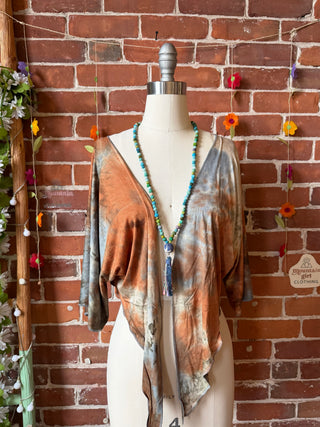OOAK Spring Collection - Size XS/Small Callisto Kantha Crescent Moon Tie Dye Wrap Bolero