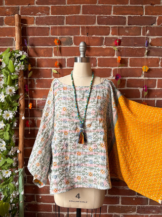 OOAK Summer Collection - Reversible Cosmic Drift Kantha Poncho Top - 2 Tops in 1