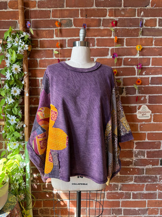 OOAK Summer Collection - Upcycled Flower Patch Patchwork Poncho Style Top