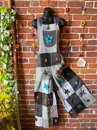 Driftwood Patchwork Overalls -100% Cotton -Fair Trade Made