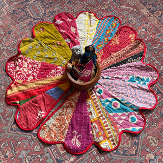 Mystery Recycled Kantha Patchwork Sari Tree Skirt