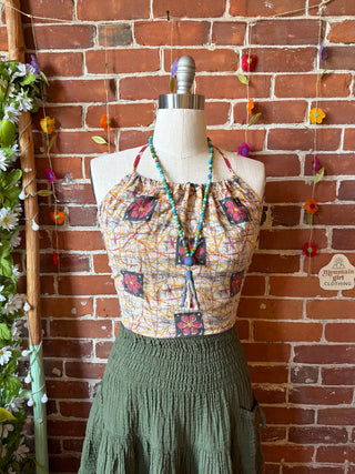 Size 14-20 In Bloom Reversible Kantha Halter Top - 100% Cotton - Fair Trade Made
