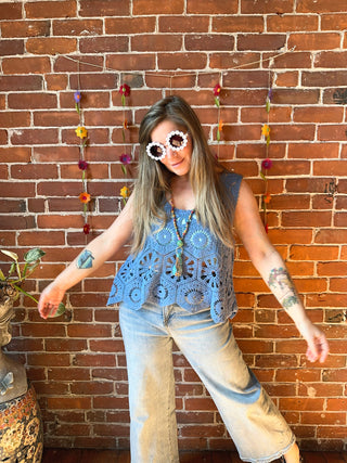 Boho Crochet Overlay Tank - Multiple Colors Available - 100% Cotton