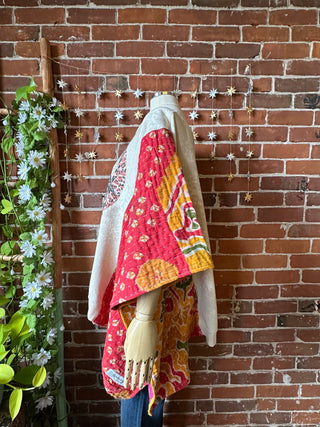 OOAK Autumn Collection- Upcycled Stevie Nicks Inspired Kantha Poncho Sweatshirt