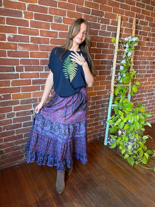 Penelope Purples Patchwork Skirt with Pockets