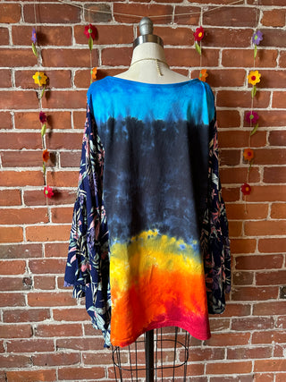 Led Zeppelin Inspired Botanical Flowy Bell Sleeve Tie Dye Top - LIMITED RELEASE