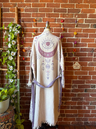 Lavender Eye+Moon 100% Cotton Kimono Robe  - Fair Trade Made