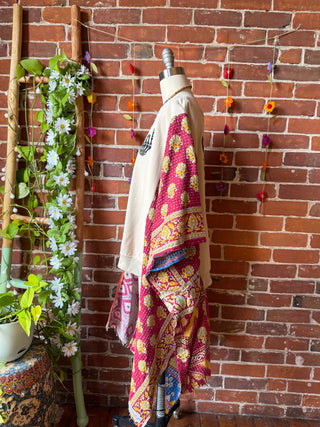 Upcycled Last Nerve Hi Lo Kantha Poncho Top