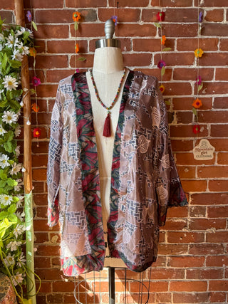 Autumn Moon Silky Flowy Kimono - Fair Trade Made - Final Sale