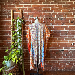 OOAK Autumn Collection - Upcycled Embroidered Kantha Poncho Tunic Top