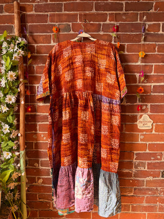 Coffee In The Morning Kantha Dress - Fits up to 3X - 100% Cotton- Fair Trade Made