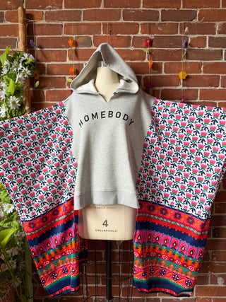 OOAK Summer Collection- Upcycled Homebody Vintage Fabric Hoodie Poncho