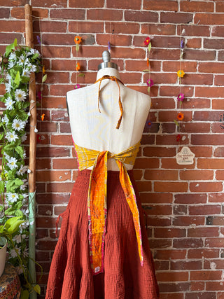 In Bloom Reversible Kantha Halter Top - 100% Cotton - Fair Trade Made - “Plus” Size