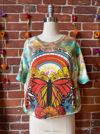 Cotton Butterfly Positive Vibes Tie Dye Cropped Tee
