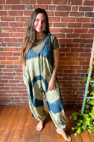 Ophelia Tie Dye Spiral  Jumpsuit / Overalls Multiple Colors Available- Fair Trade Made