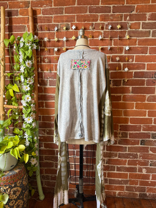 OOAK Autumn Collection - Upcycled Flower Patchwork Hi Lo Tie Dye Poncho Top 🌼