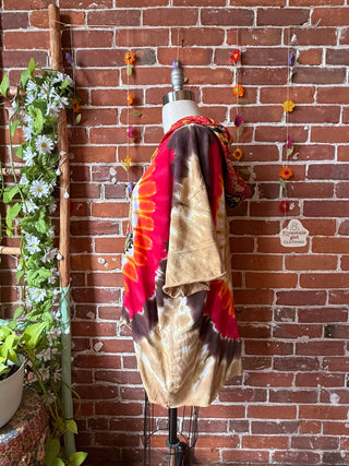 OOAK Summer Collection- Upcycled Grateful Dead Tie Dye Kantha Pullover Hoodie