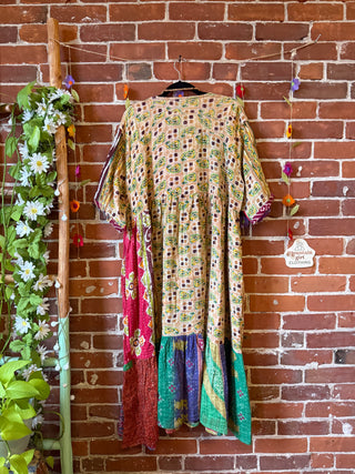 Coffee In The Morning Kantha Dress - Fits up to 3X - 100% Cotton- Fair Trade Made