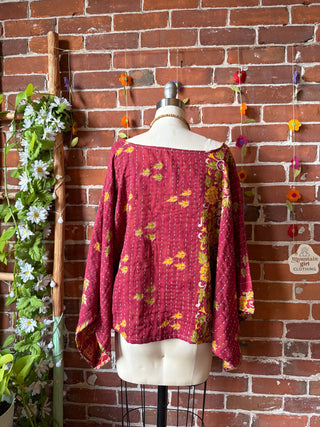 OOAK Summer Collection - Reversible Cosmic Drift Kantha Poncho Top - 2 Tops in 1